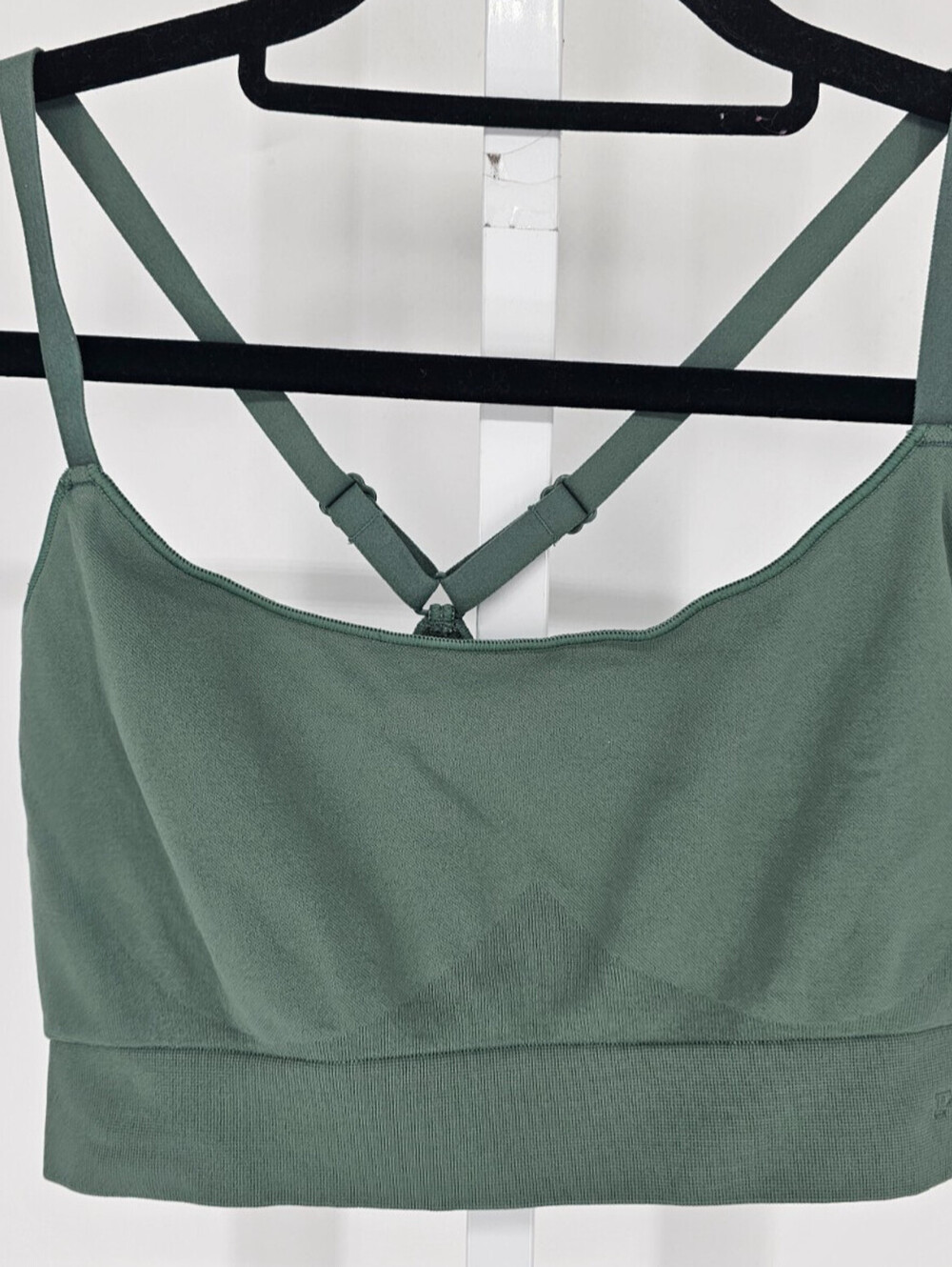 Pink by Victorias Secret Womens Sz S Racerback Sports Bra Dark Sage Green